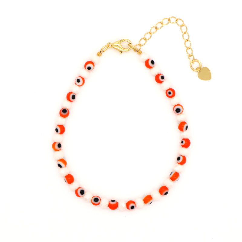 Wholesale OEM Custom Women Jewelry Adjustable Handmade 4mm Glass Crystal Colored Glaze Evil Eyes Charm Bracelet