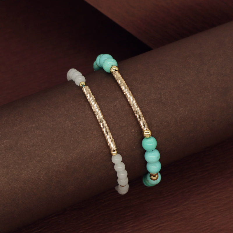 Custom Wholesale Women Gold Plated Brass Charm Jewelry Handmade Adjustable Gemstone Natural Stone Beads Woven Macrame Bracelet