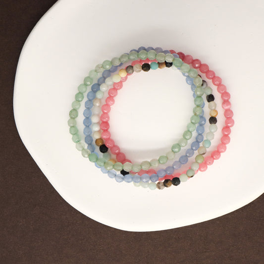 Handmade OEM Custom Wholesale Fashion Gemstone Elastic Energy Yoga 4mm Beaded Healing Natural Stone Bracelet For Women Jewelry