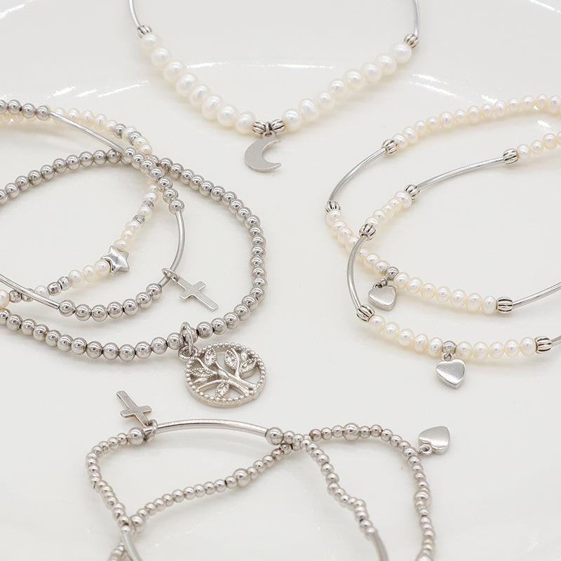 Trendy Bracelet High Quality Natural Fresh Water Pearl 925 Sterling Silver Bracelets Beaded Bracelet