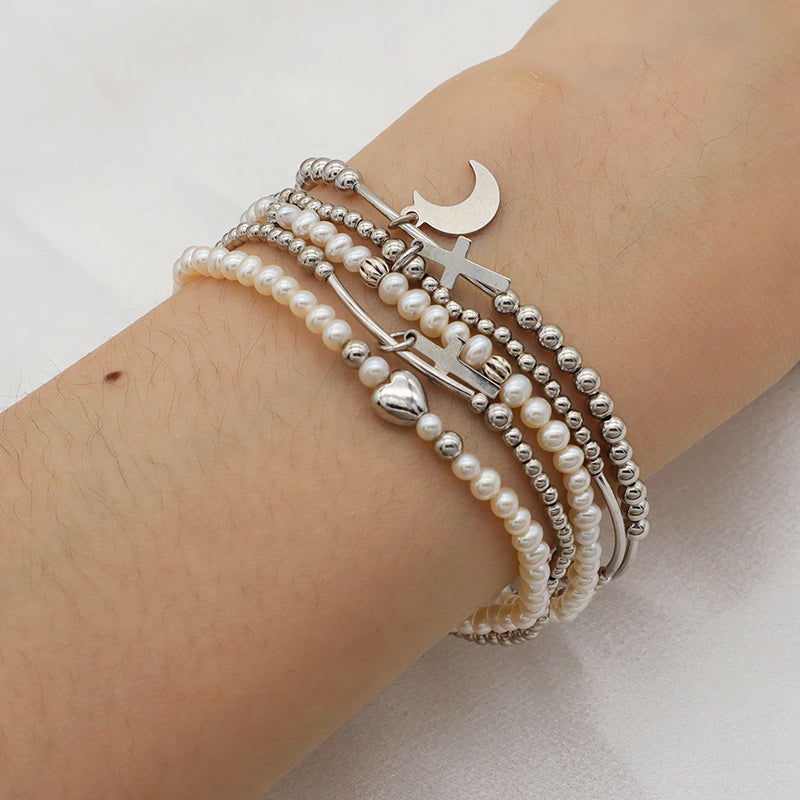 Trendy Bracelet High Quality Natural Fresh Water Pearl 925 Sterling Silver Bracelets Beaded Bracelet