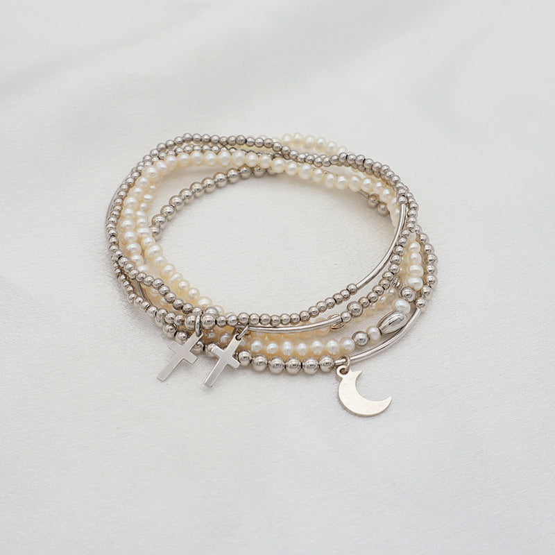 Trendy Bracelet High Quality Natural Fresh Water Pearl 925 Sterling Silver Bracelets Beaded Bracelet