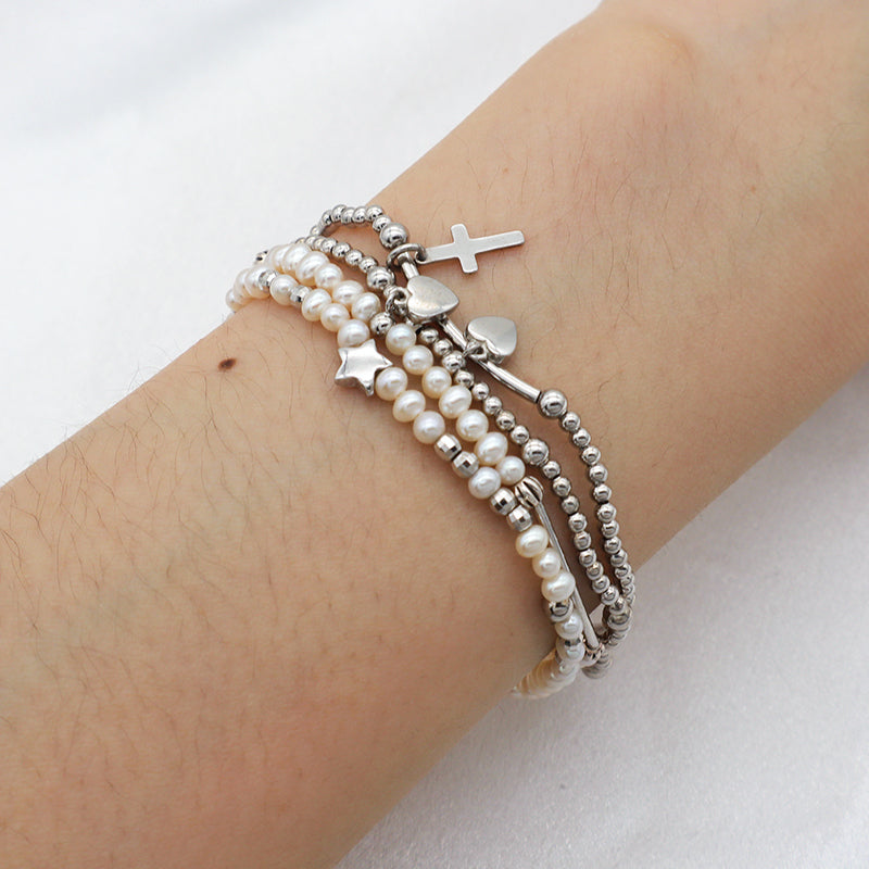 Trendy Bracelet High Quality Natural Fresh Water Pearl 925 Sterling Silver Bracelets Beaded Bracelet