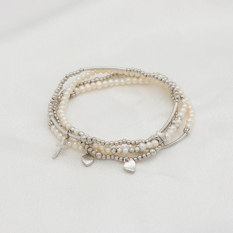 Trendy Bracelet High Quality Natural Fresh Water Pearl 925 Sterling Silver Bracelets Beaded Bracelet