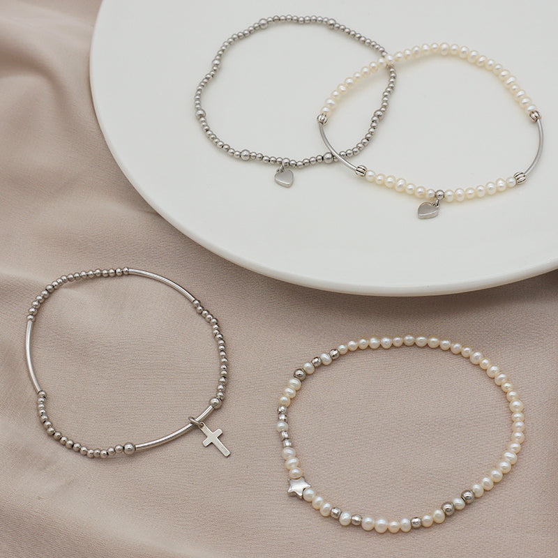 Trendy Bracelet High Quality Natural Fresh Water Pearl 925 Sterling Silver Bracelets Beaded Bracelet