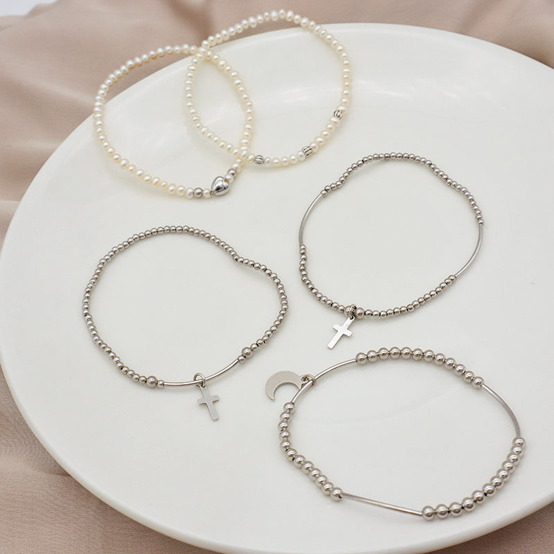 Trendy Bracelet High Quality Natural Fresh Water Pearl 925 Sterling Silver Bracelets Beaded Bracelet