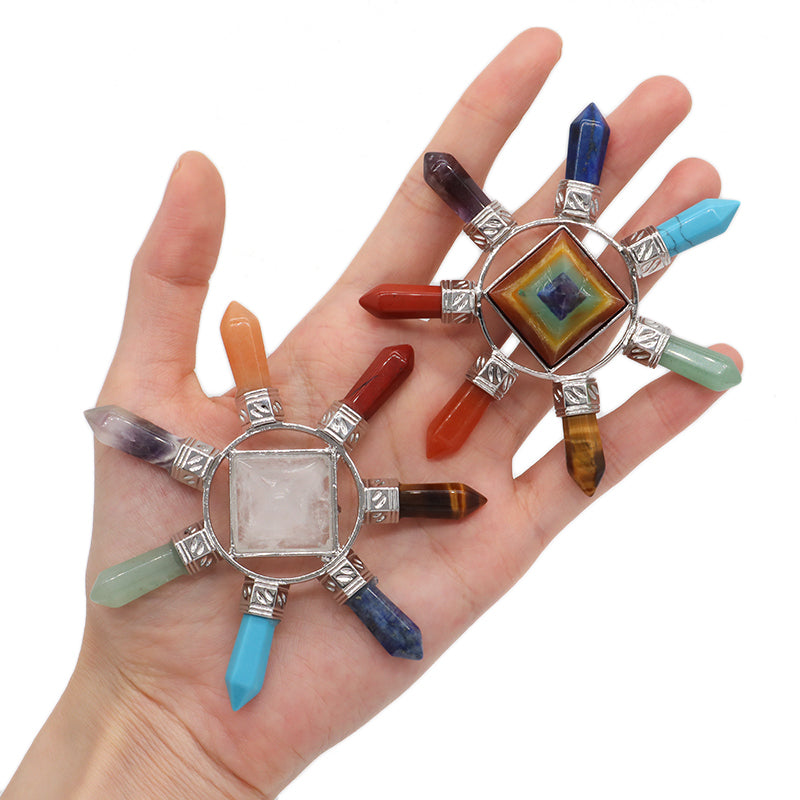 Wholesale Custom Natural Crystal Pyramid Hexagonal Column Energy Stone Craft Energy Generator 7 Chakra Healing Pyramid Ornament