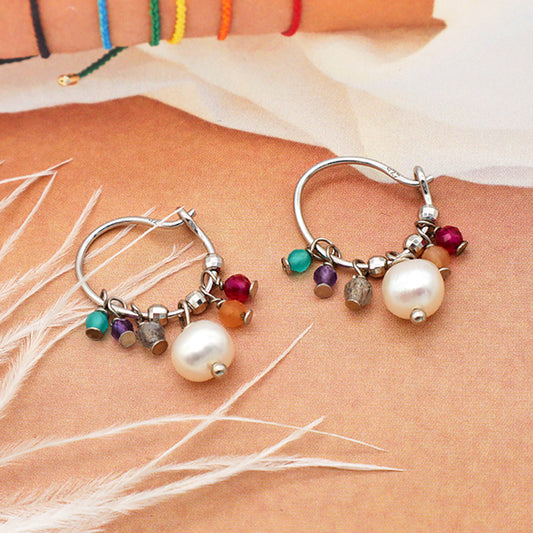 Newest trendy earring jewelry 925 sterling silver natural fresh water pearl earring