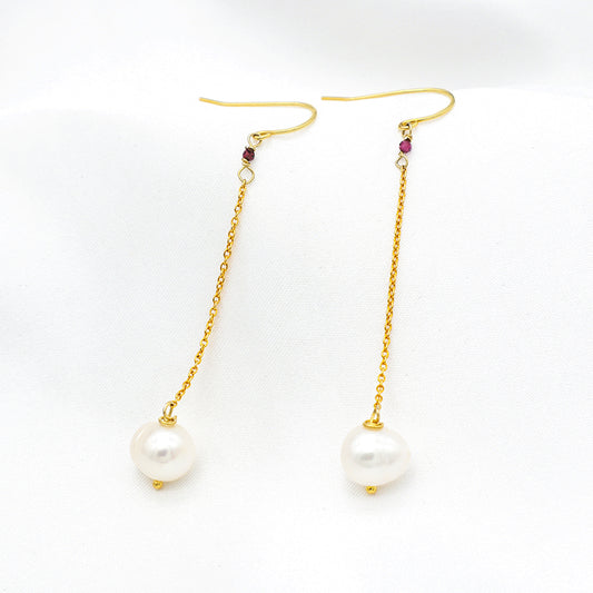 9-10mm  China supplier white pearl Gold plating 925 sterling silver hook fresh water pearl earring