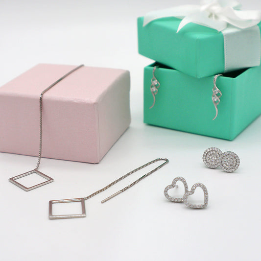 High quality 925 sterling silver with shiny CZ studs earrings and drop earring for ladies