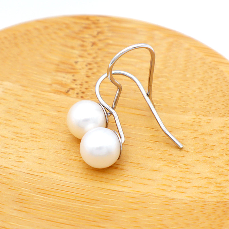 Trendy High Quality Round 925 Sterling Silver Fresh Water Pearl Hoop Earring