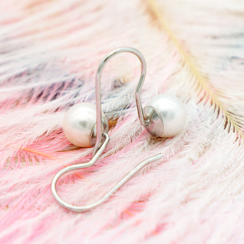 Trendy High Quality Round 925 Sterling Silver Fresh Water Pearl Hoop Earring