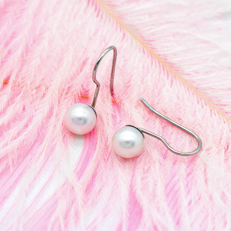 Trendy High Quality Round 925 Sterling Silver Fresh Water Pearl Hoop Earring