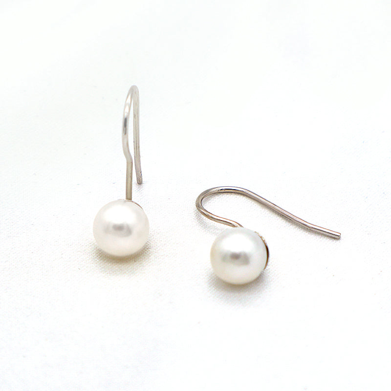 Trendy High Quality Round 925 Sterling Silver Fresh Water Pearl Hoop Earring