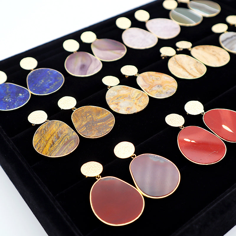 Summer Colorful Natural stone drop earring