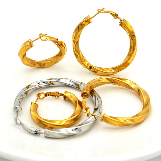 High Quality Trendy Jewelry Punk Jewelry 18k Gold Plated Stainless Steel Chunky Hoops Earrings