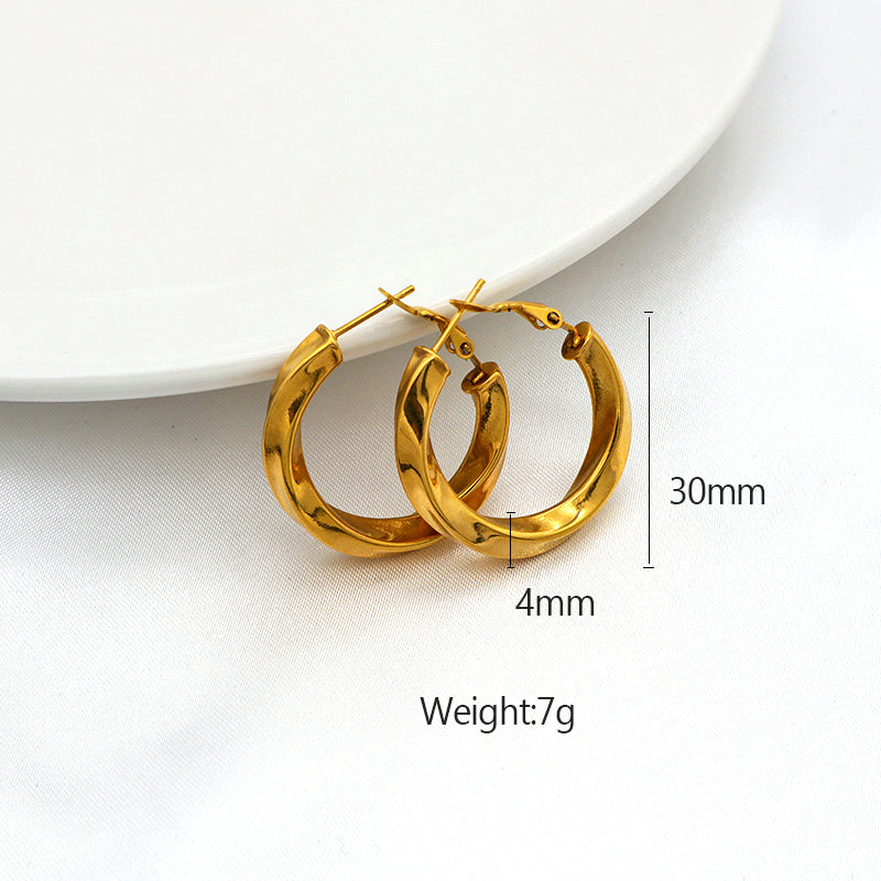 High Quality Trendy Jewelry Punk Jewelry 18k Gold Plated Stainless Steel Chunky Hoops Earrings