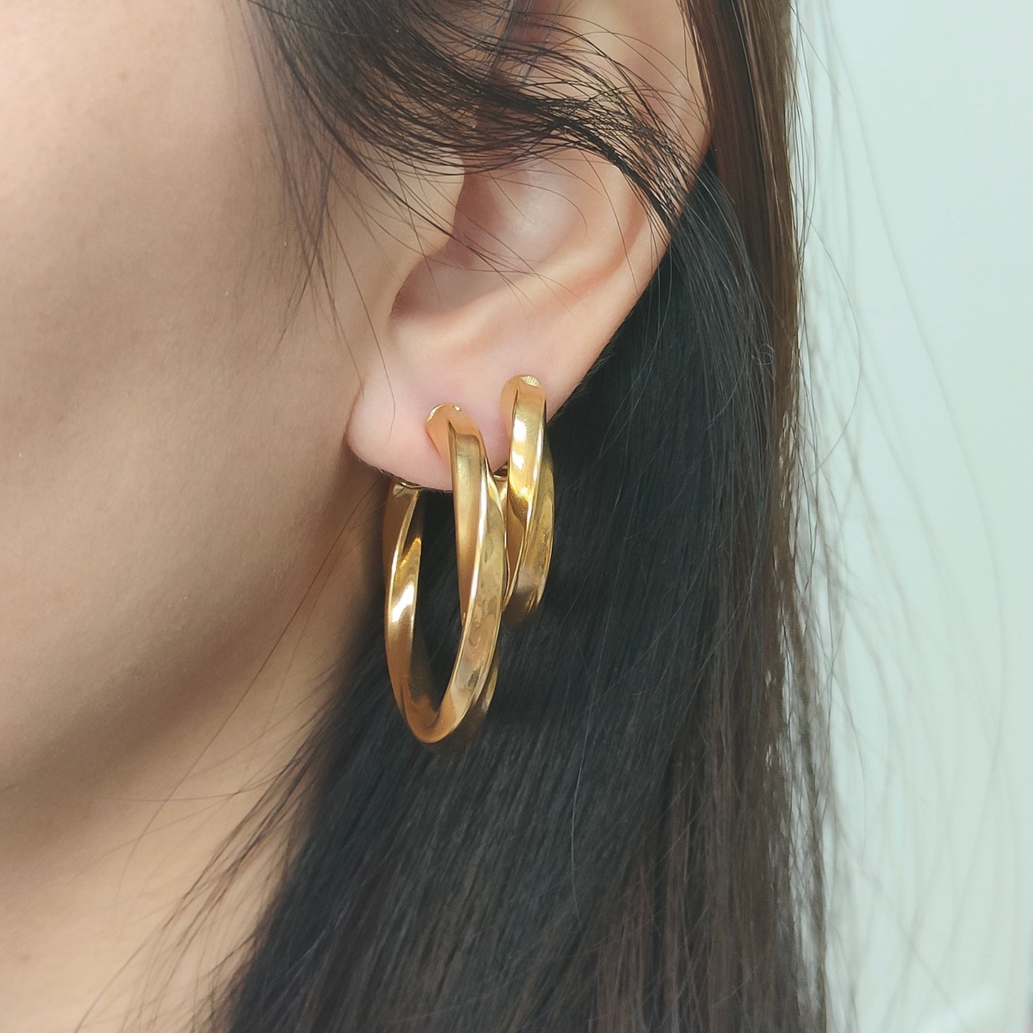 High Quality Trendy Jewelry Punk Jewelry 18k Gold Plated Stainless Steel Chunky Hoops Earrings