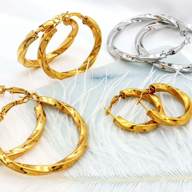 High Quality Trendy Jewelry Punk Jewelry 18k Gold Plated Stainless Steel Chunky Hoops Earrings