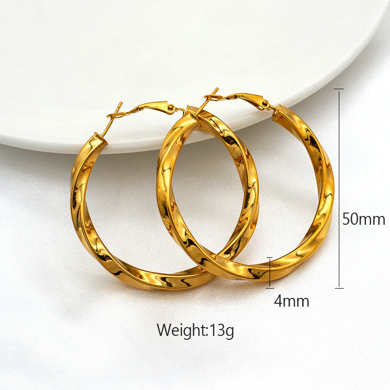 High Quality Trendy Jewelry Punk Jewelry 18k Gold Plated Stainless Steel Chunky Hoops Earrings