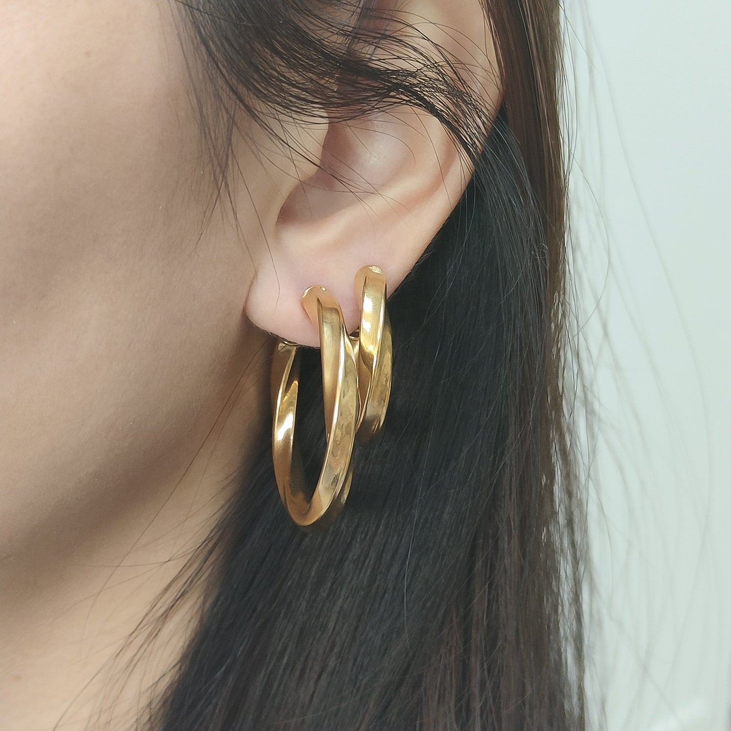 High Quality Trendy Jewelry Punk Jewelry 18k Gold Plated Stainless Steel Chunky Hoops Earrings