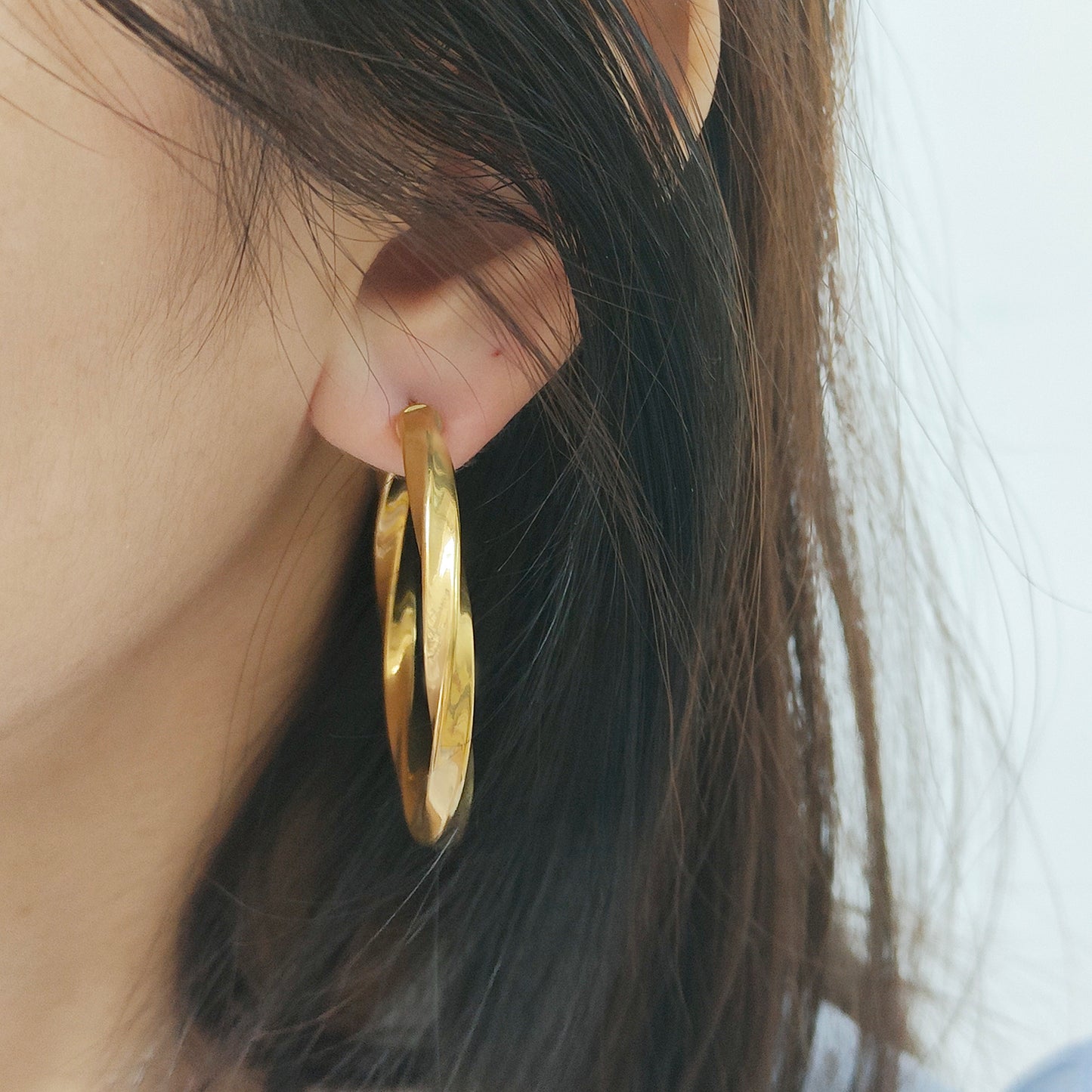 High Quality Trendy Jewelry Punk Jewelry 18k Gold Plated Stainless Steel Chunky Hoops Earrings