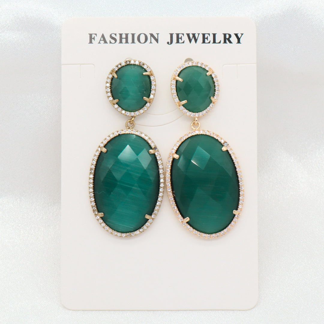 Miss Gift Jewelry Custom Factory Teardrop Various Colorful CZ Natural Stone Earring Stud Gold Plated natural gemstone Earrings