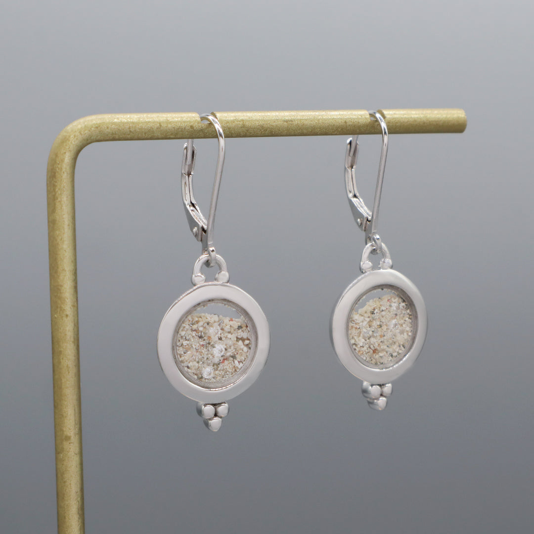 Good Quality New Manufacture Wholesale China Factory Custom Round Glass Mirror Sand CZ 925 Sterling Silver Hoop Earrings Stud Earrings For Women Gift