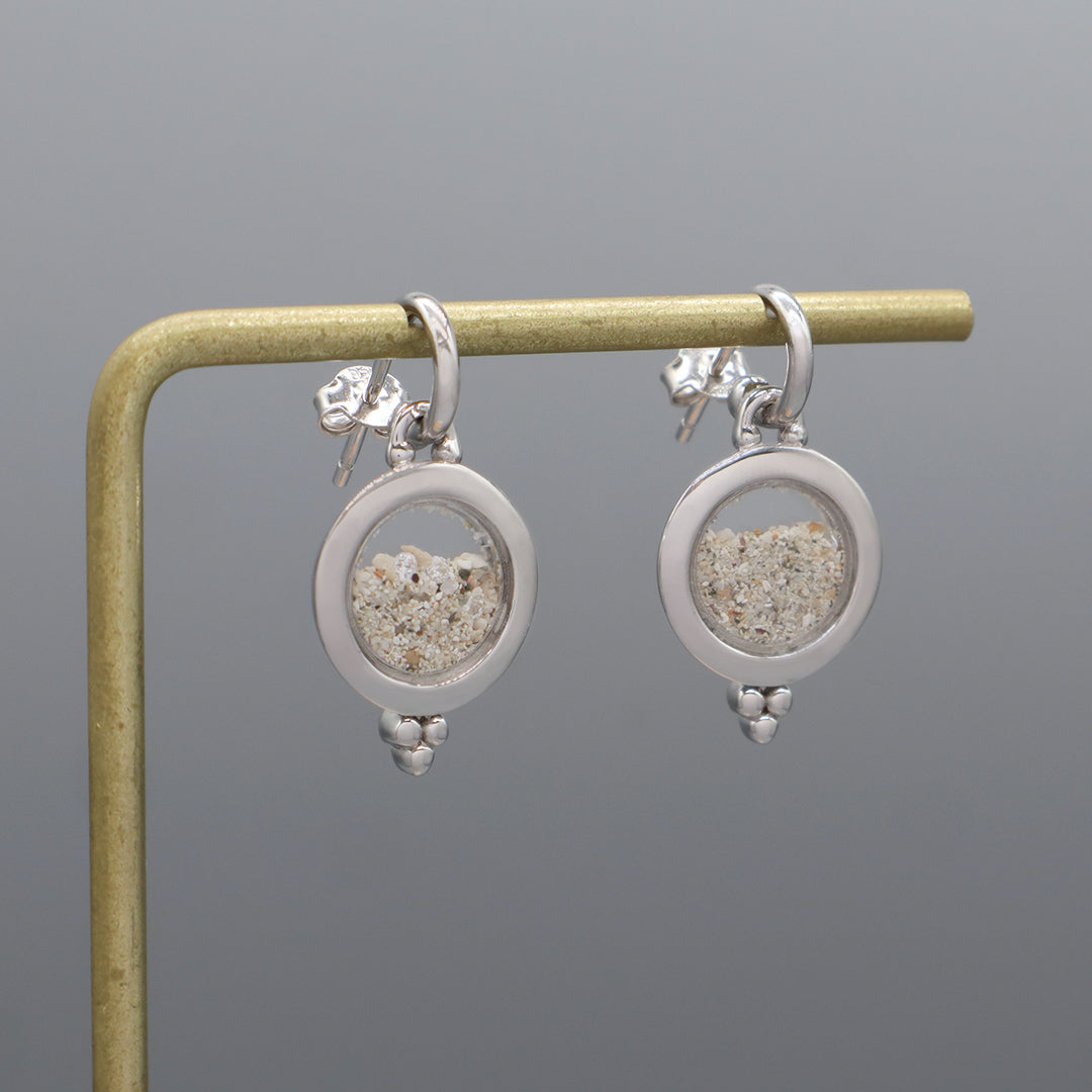 Good Quality New Manufacture Wholesale China Factory Custom Round Glass Mirror Sand CZ 925 Sterling Silver Hoop Earrings Stud Earrings For Women Gift