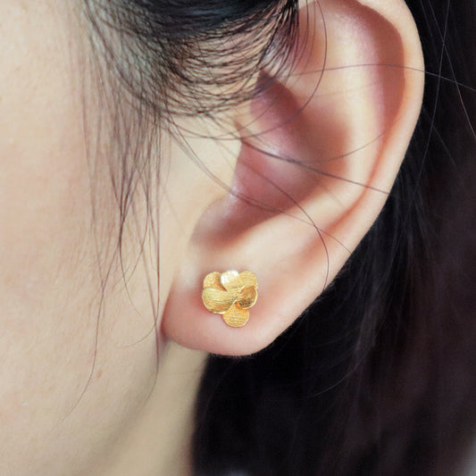 Customized Wholesale Women Sterling Silver 925 Studs Earring Jewelry Rhodium Gold Plated 925 Sterling Silver Flower Earrings