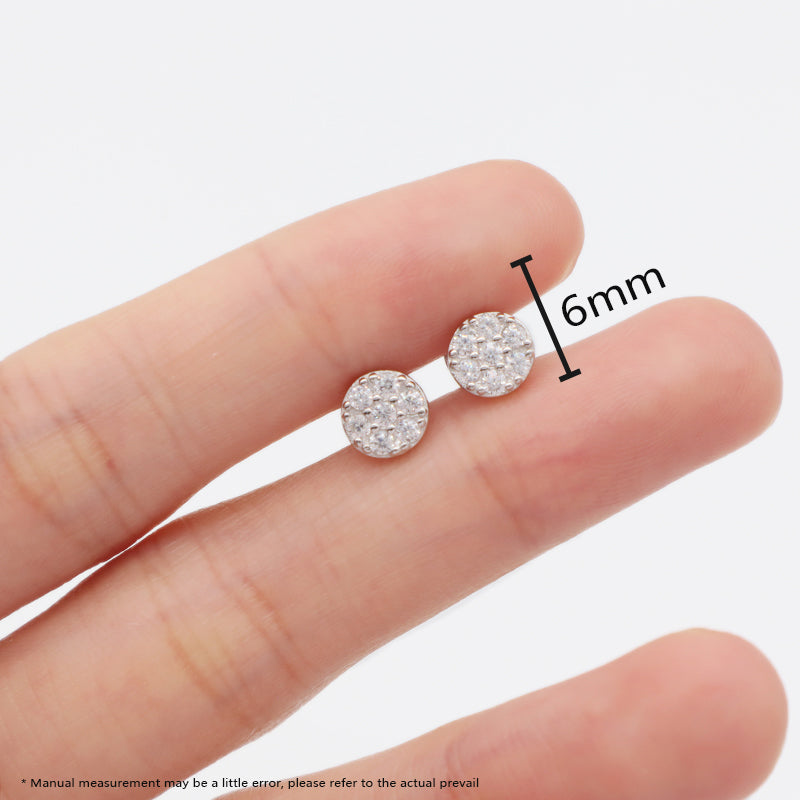 Classic Custom Women Jewelry Wholesale Sterling Silver 925 Earring Studs Micro Pave CZ Round Rhodium 925 Sterling Silver Earring