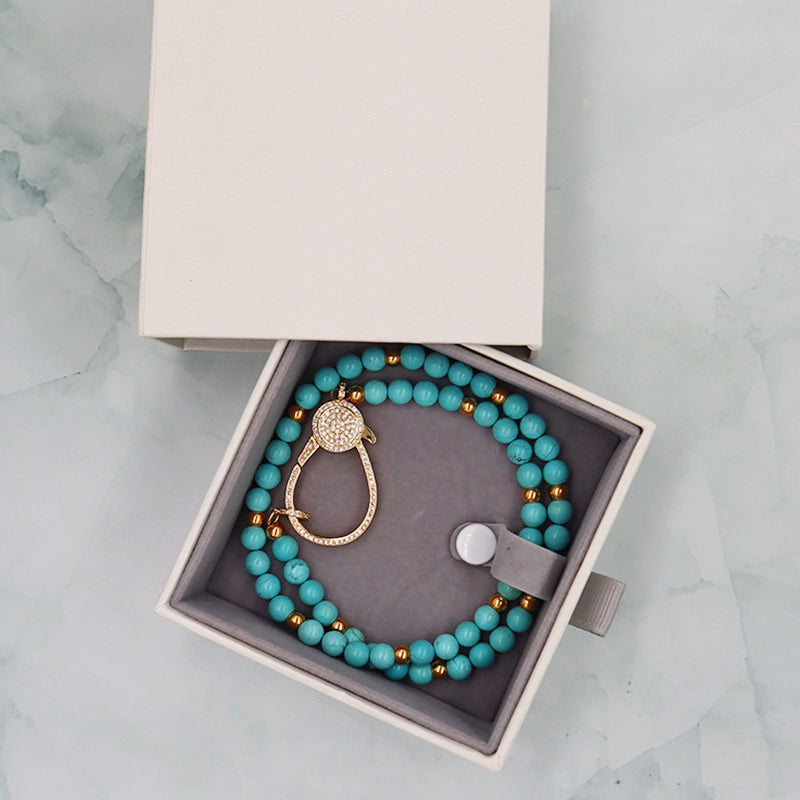 Fashion Women Jewelry necklace OEM Factory Manufacture Green natural stone round beads turquoise necklace