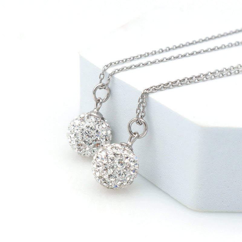 Wholesale ODM Factory Manufacture Handmade 925 sterling silver clay crystal charm pendant Trendy women DIY pave beads crystal jewelry necklace set