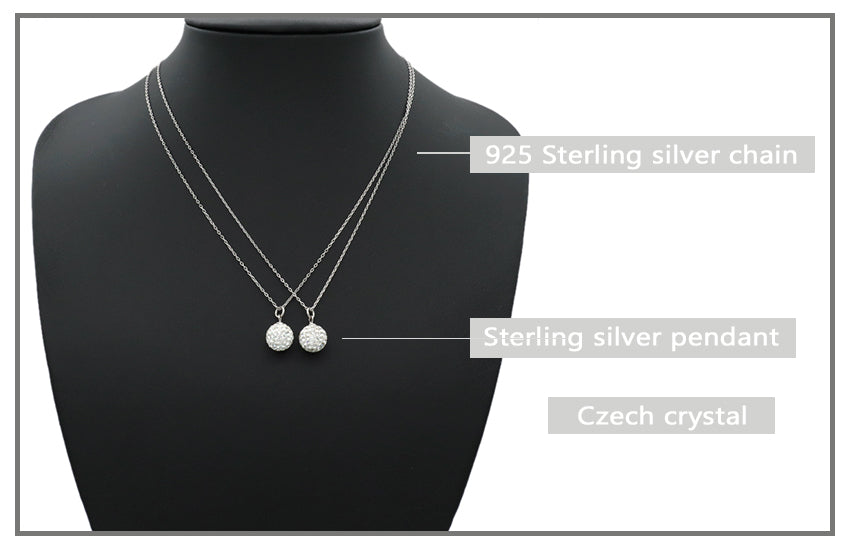 Wholesale ODM Factory Manufacture Handmade 925 sterling silver clay crystal charm pendant Trendy women DIY pave beads crystal jewelry necklace set