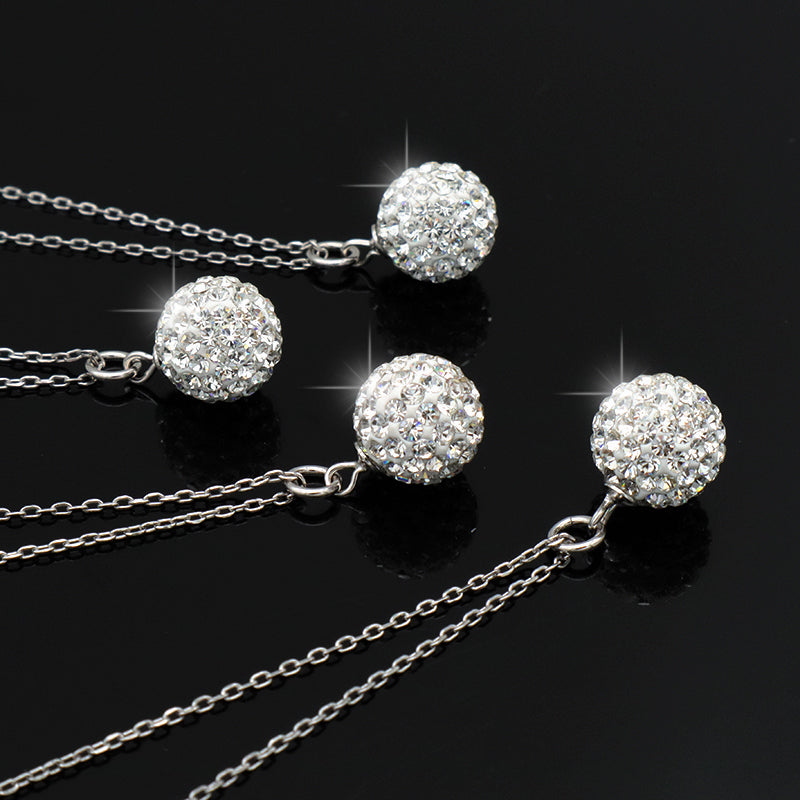 Wholesale ODM Factory Manufacture Handmade 925 sterling silver clay crystal charm pendant Trendy women DIY pave beads crystal jewelry necklace set
