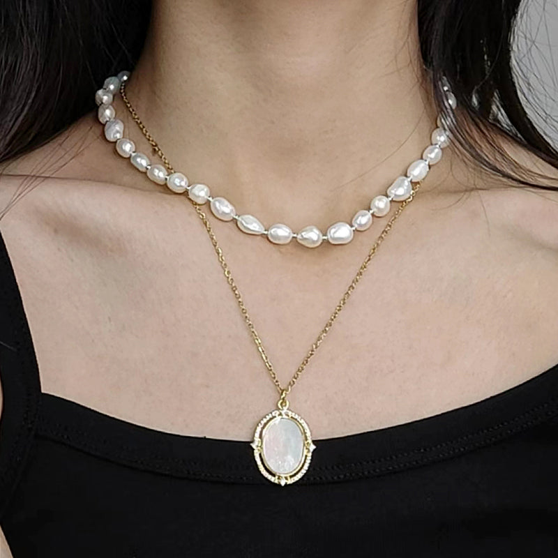 925 Sterling Silver Chain Adjustable Custom Classic Jewelry Handmade Baroque Natural Freshwater Pearl Choker Necklace For Gift 7-8mm