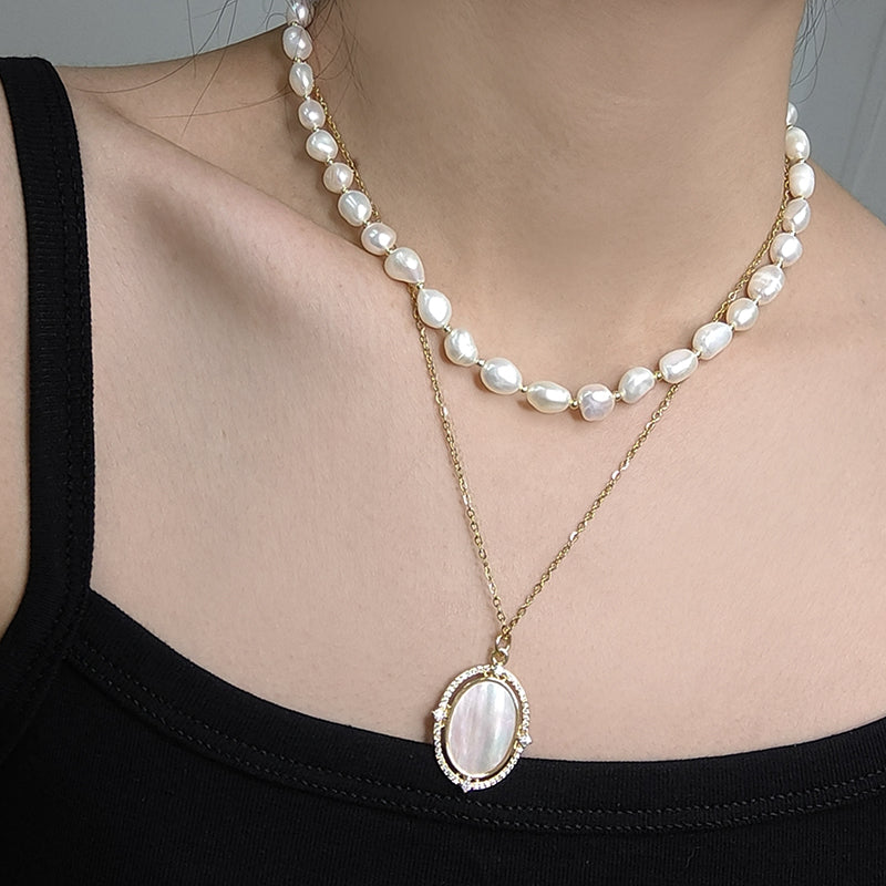 925 Sterling Silver Chain Adjustable Custom Classic Jewelry Handmade Baroque Natural Freshwater Pearl Choker Necklace For Gift 7-8mm