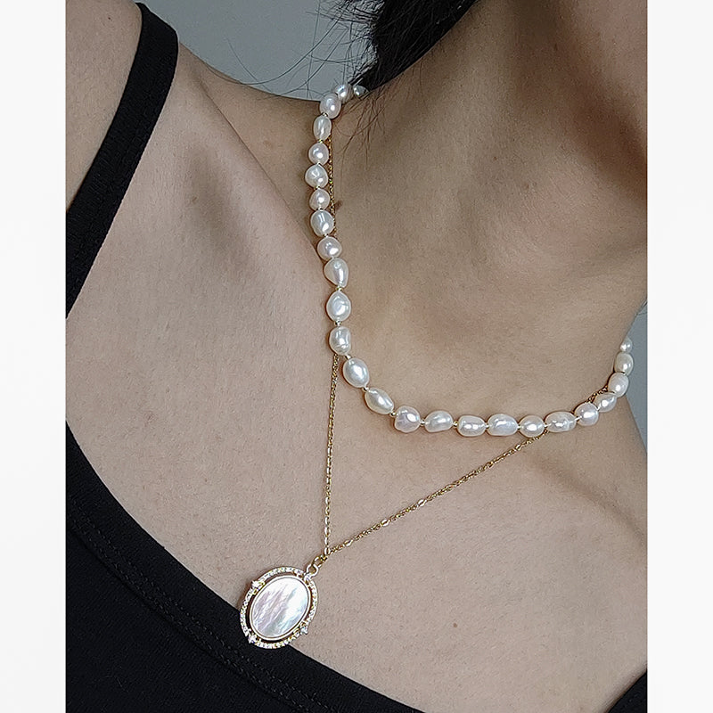 925 Sterling Silver Chain Adjustable Custom Classic Jewelry Handmade Baroque Natural Freshwater Pearl Choker Necklace For Gift 7-8mm
