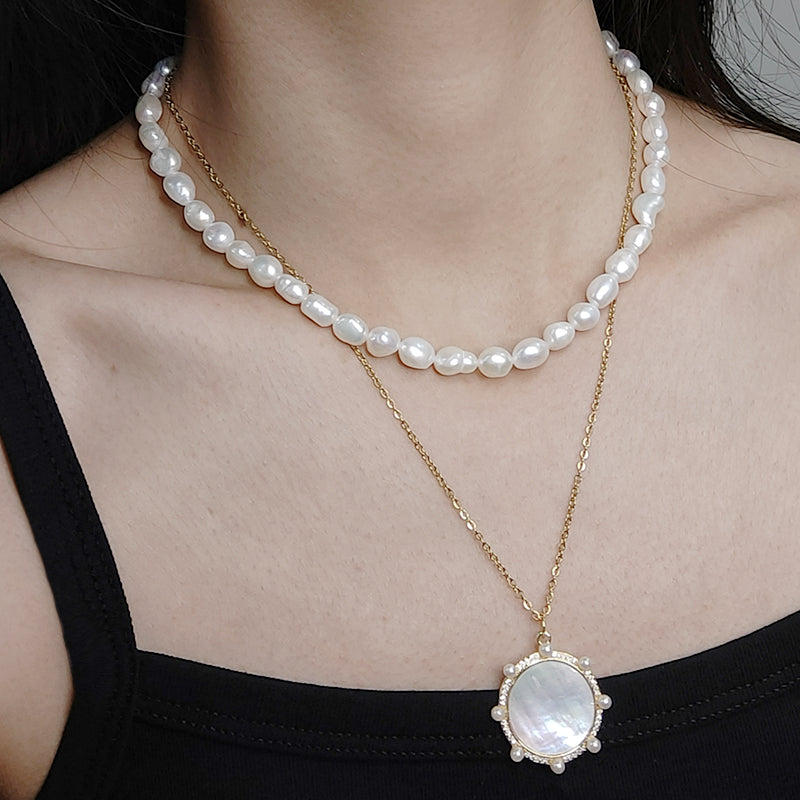 925 Sterling Silver Chain Adjustable Custom Classic Jewelry Handmade Baroque Natural Freshwater Pearl Choker Necklace For Gift 7-8mm