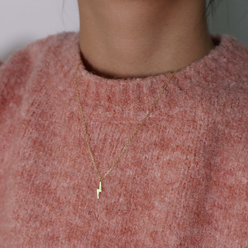Good quality Customized Wholesale Women Jewelry Gold Plated Lightning Smiley Face Pendant 925 Sterling Silver Necklace For Gift
