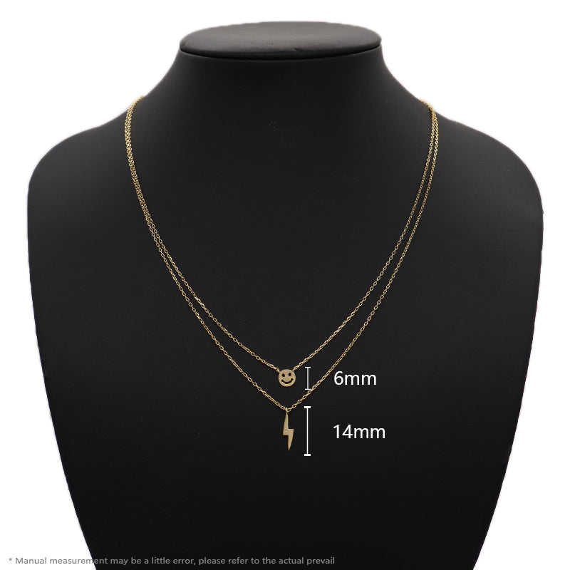 Good quality Customized Wholesale Women Jewelry Gold Plated Lightning Smiley Face Pendant 925 Sterling Silver Necklace For Gift