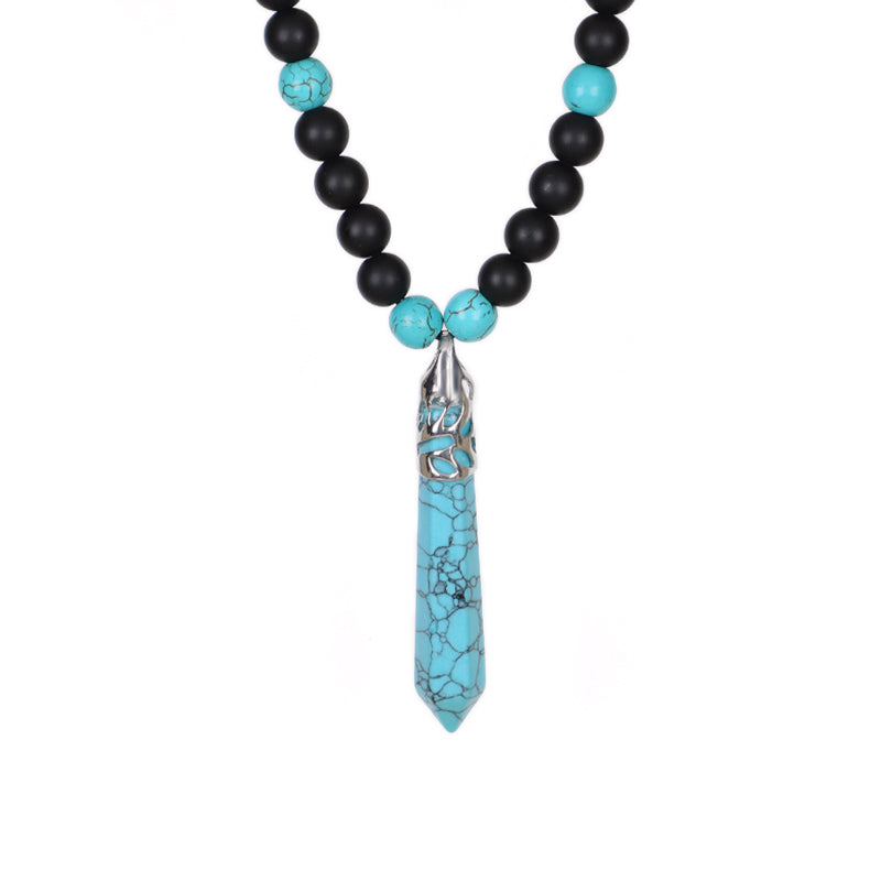 Wholesale Adjustable Woven Cord 8mm Natural Stone Beads OEM Handmade Customized Hexagon Pendant Macrame Necklace For Men Women