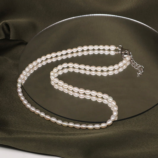 Wholesale Custom Women Gift Handmade OEM Gold Plated 925 Sterling Silver 4mm Natural Freshwater Pearl Necklace