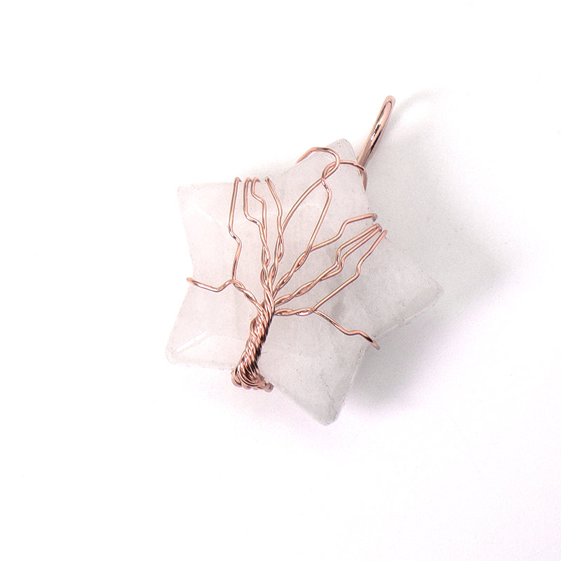 Wholesale Custom Healing Stone Star Charm Necklace Pendant Jewelry Rose Gold Plated Star Natural Energy Stone Pendant