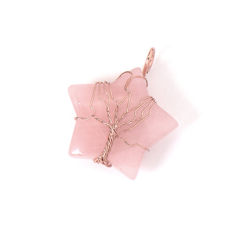 Wholesale Custom Healing Stone Star Charm Necklace Pendant Jewelry Rose Gold Plated Star Natural Energy Stone Pendant