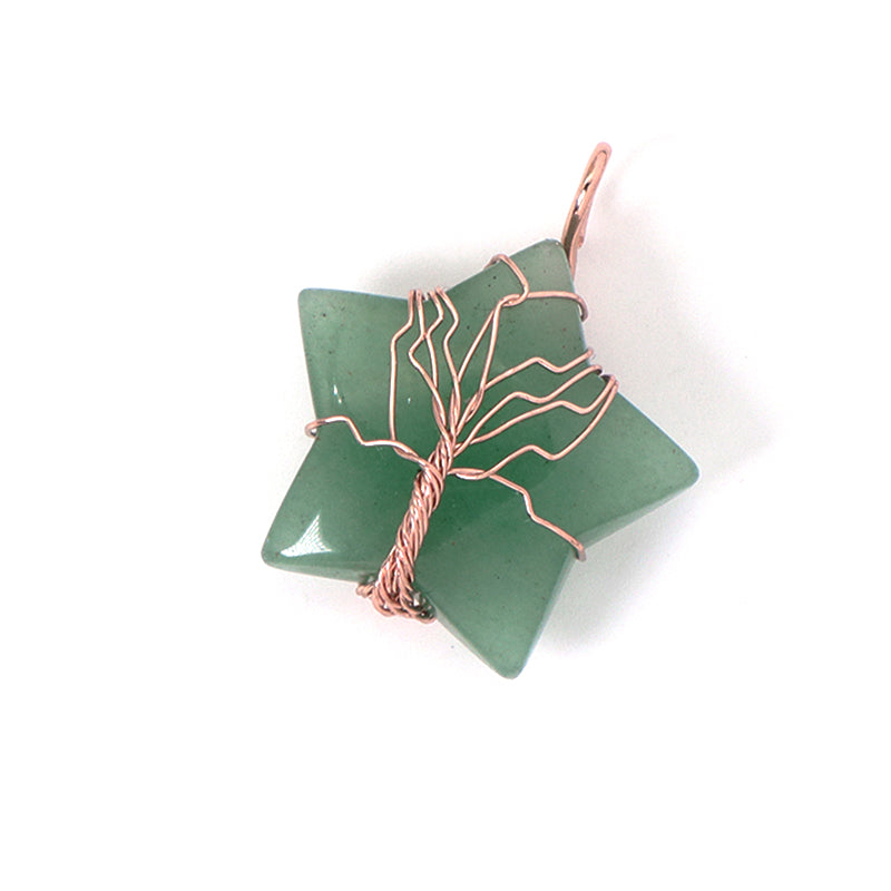 Wholesale Custom Healing Stone Star Charm Necklace Pendant Jewelry Rose Gold Plated Star Natural Energy Stone Pendant