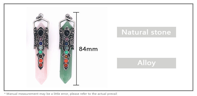 Custom Wholesale Healing Stone Hexagon Alloy Charm Necklace Pendant Jewelry Black Plated Hexagon Natural Energy Stone Pendant