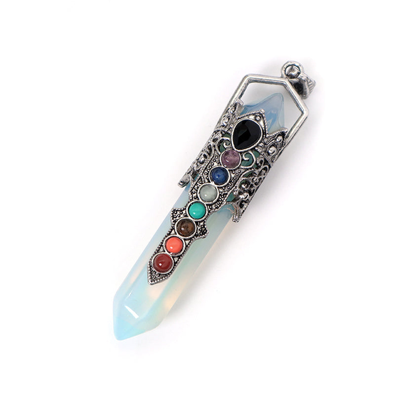 Custom Wholesale Healing Stone Hexagon Alloy Charm Necklace Pendant Jewelry Black Plated Hexagon Natural Energy Stone Pendant
