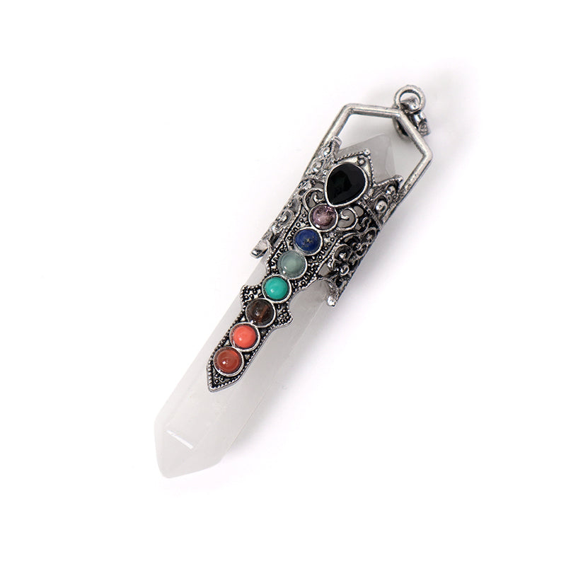 Custom Wholesale Healing Stone Hexagon Alloy Charm Necklace Pendant Jewelry Black Plated Hexagon Natural Energy Stone Pendant