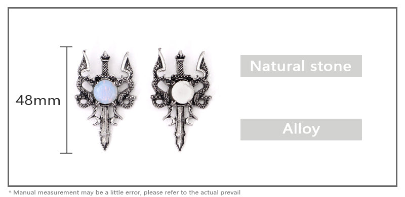 Wholesale Various Healing Stone Alloy Sword Charm Necklace Pendant Jewelry Black Plated Dragon Sword Natural Stone Pendant